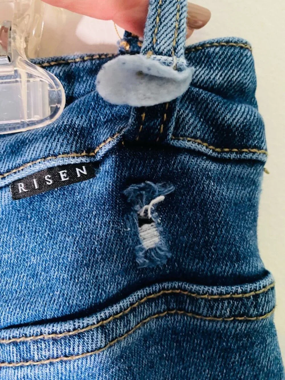 Risen Distressed Flare Jeans With Raw Hem And Rips Size 2XL By Wild Oak Boutique